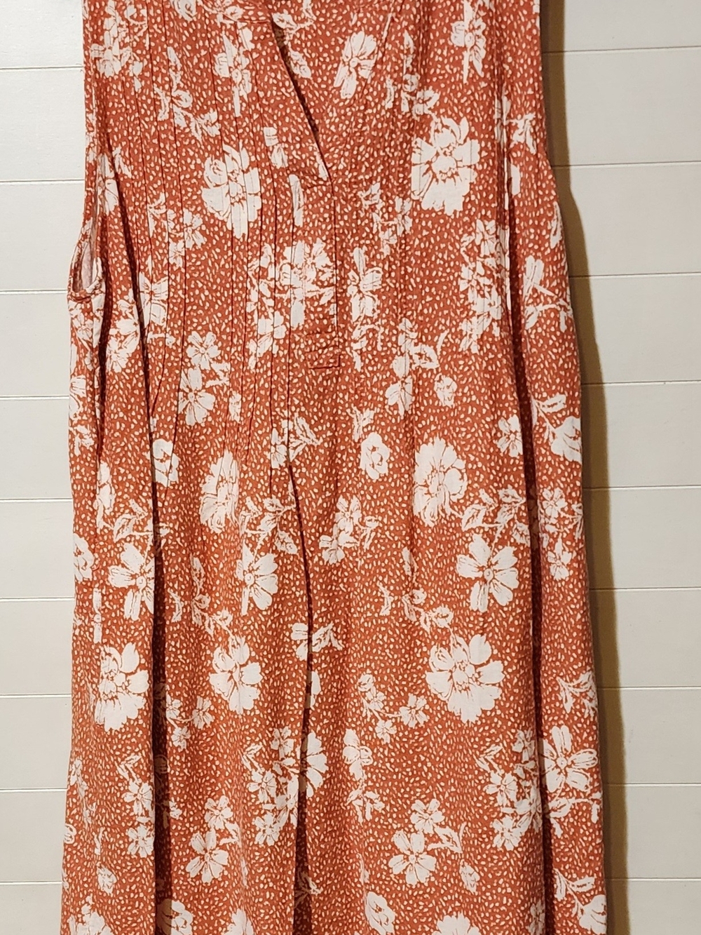 Sonoma Rust Orange Floral Maxi Dress with White Print
